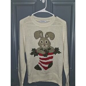 Large Vintage Caudrey Bunny In Stocking Holiday Sweater